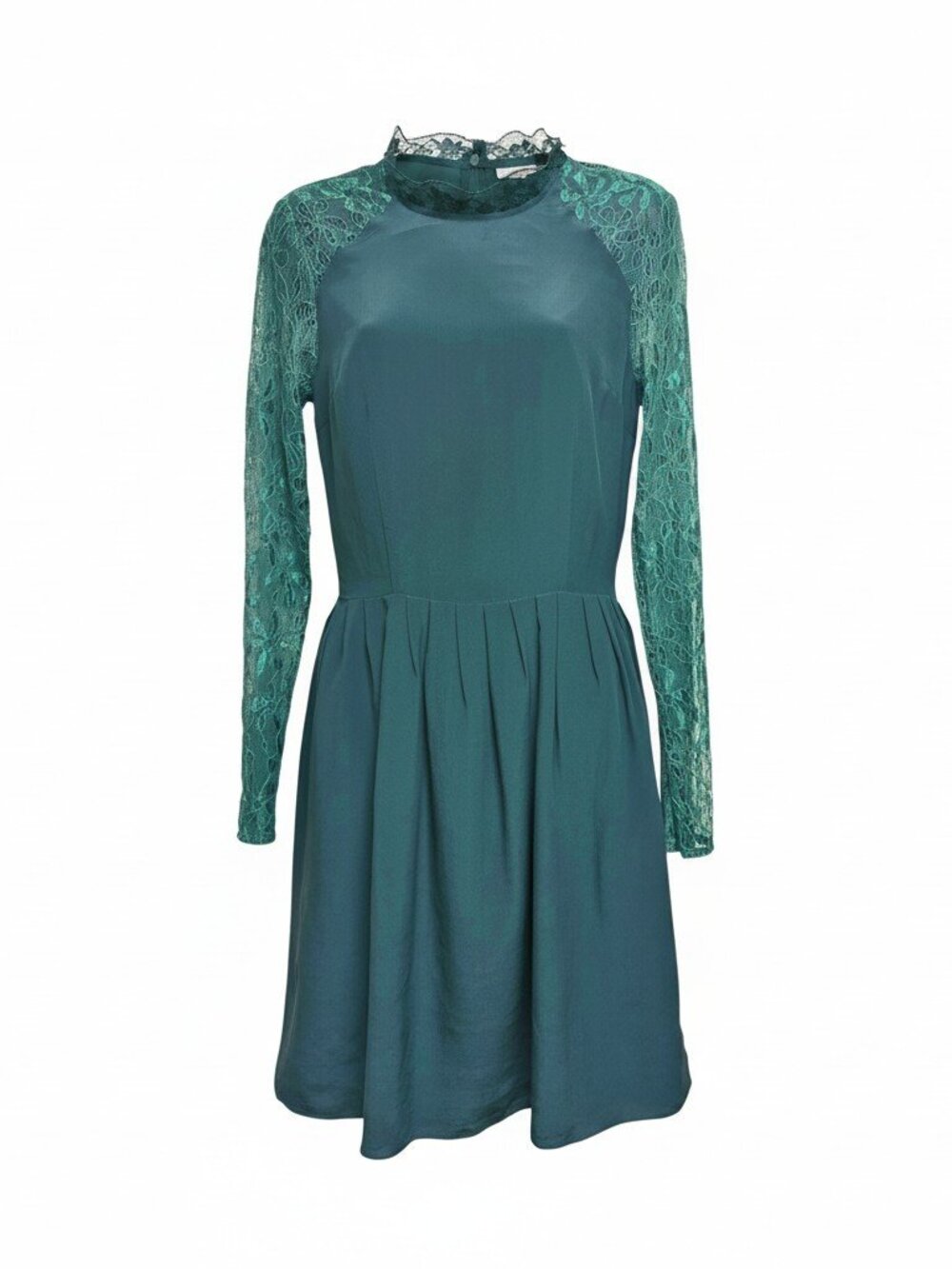 Wyatt Collection Emerald Silk Lace Cutout Back A-Line Dress
